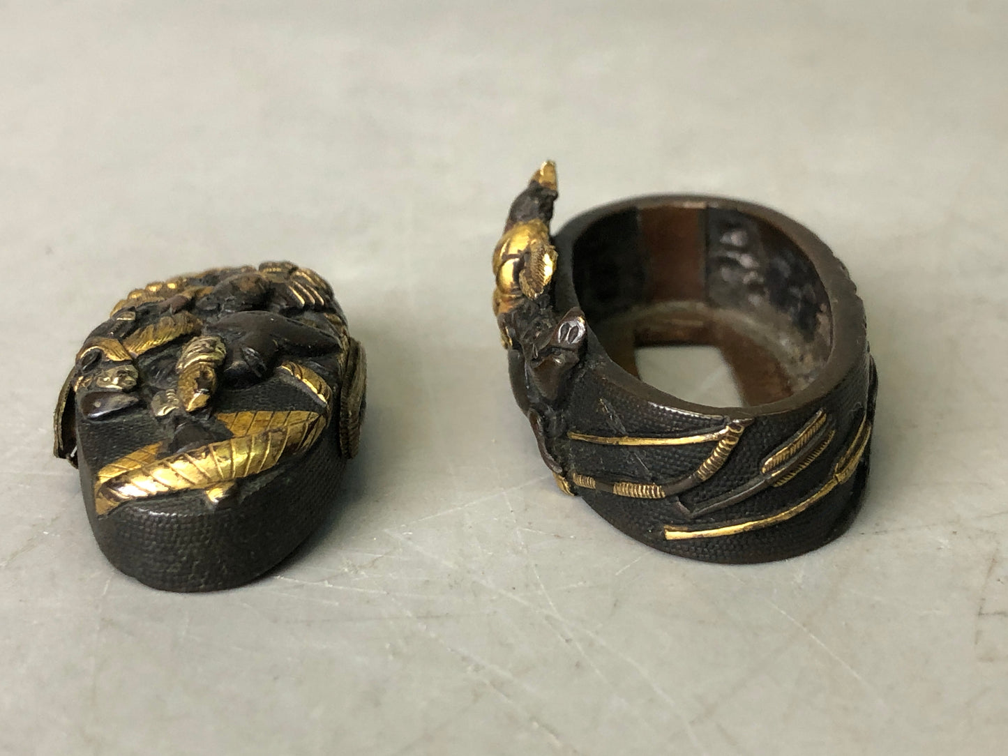 Y7907 FUCHIGASHIRA katana Japanese sword fittings Samurai warrior Japan antique