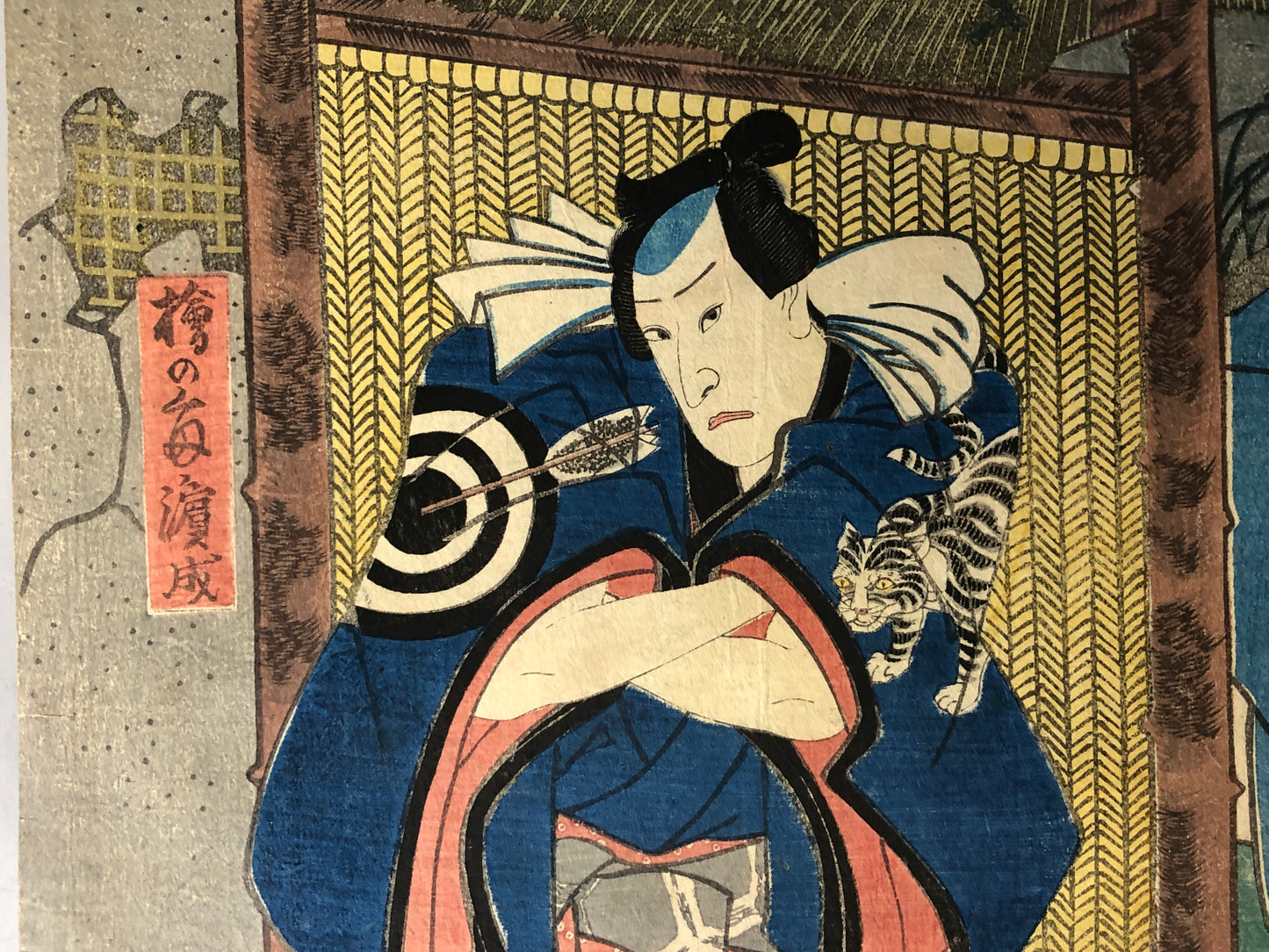 Y7915 WOODBLOCK PRINT Toyokuni Old woman diptych Japan Ukiyoe antique art decor