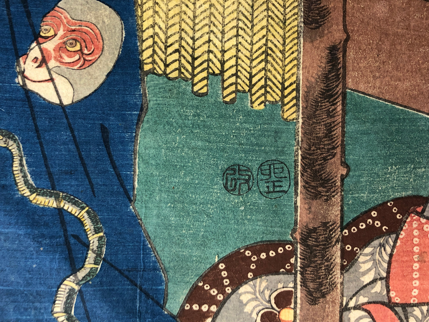 Y7915 WOODBLOCK PRINT Toyokuni Old woman diptych Japan Ukiyoe antique art decor