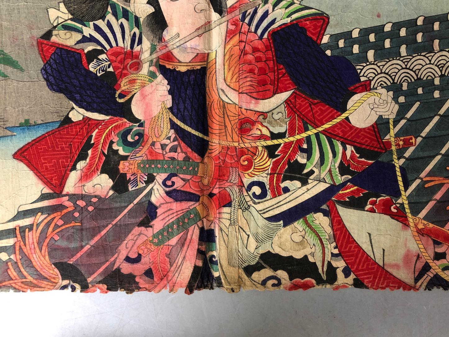Y7920 WOODBLOCK PRINT Kouchourou Hakkenden triptych Japan Ukiyoe antique art