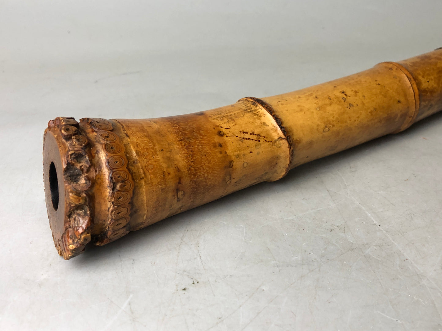 Y7930 SHAKUHACHI Bamboo flute Kinko style signed Japan antique