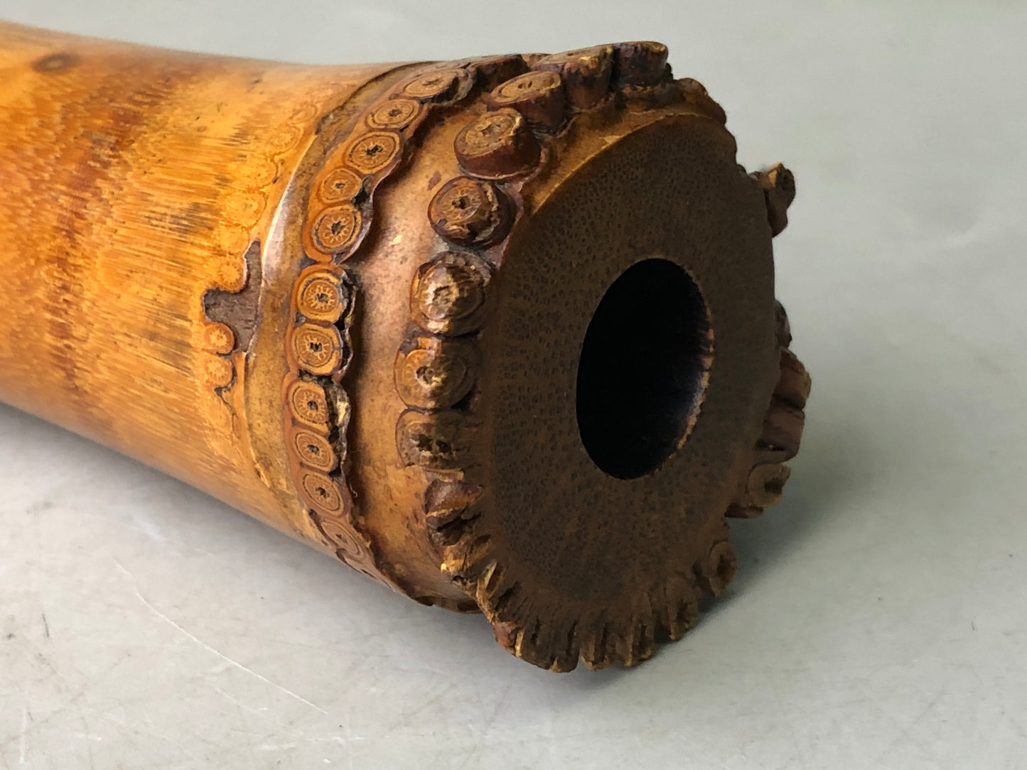 Y7930 SHAKUHACHI Bamboo flute Kinko style signed Japan antique