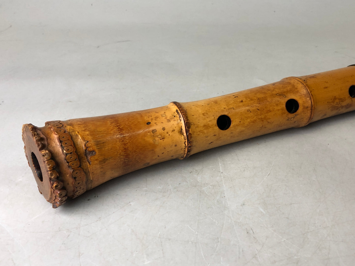 Y7930 SHAKUHACHI Bamboo flute Kinko style signed Japan antique
