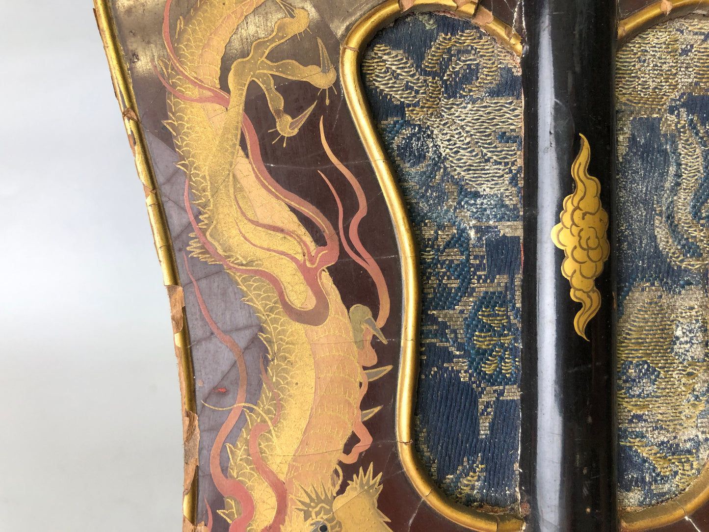 Y7933 GUNBAI Dragon Makie war fan Japanese antique samurai busho bushi vintage