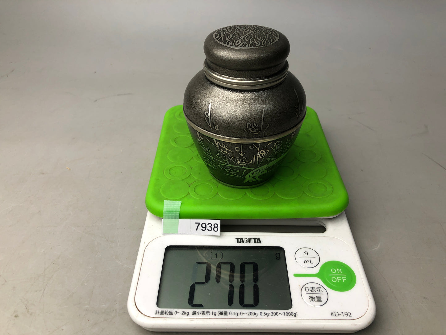 Y7938 CADDY Tin container signed Sencha utensils Japan Tea Ceremony antique case