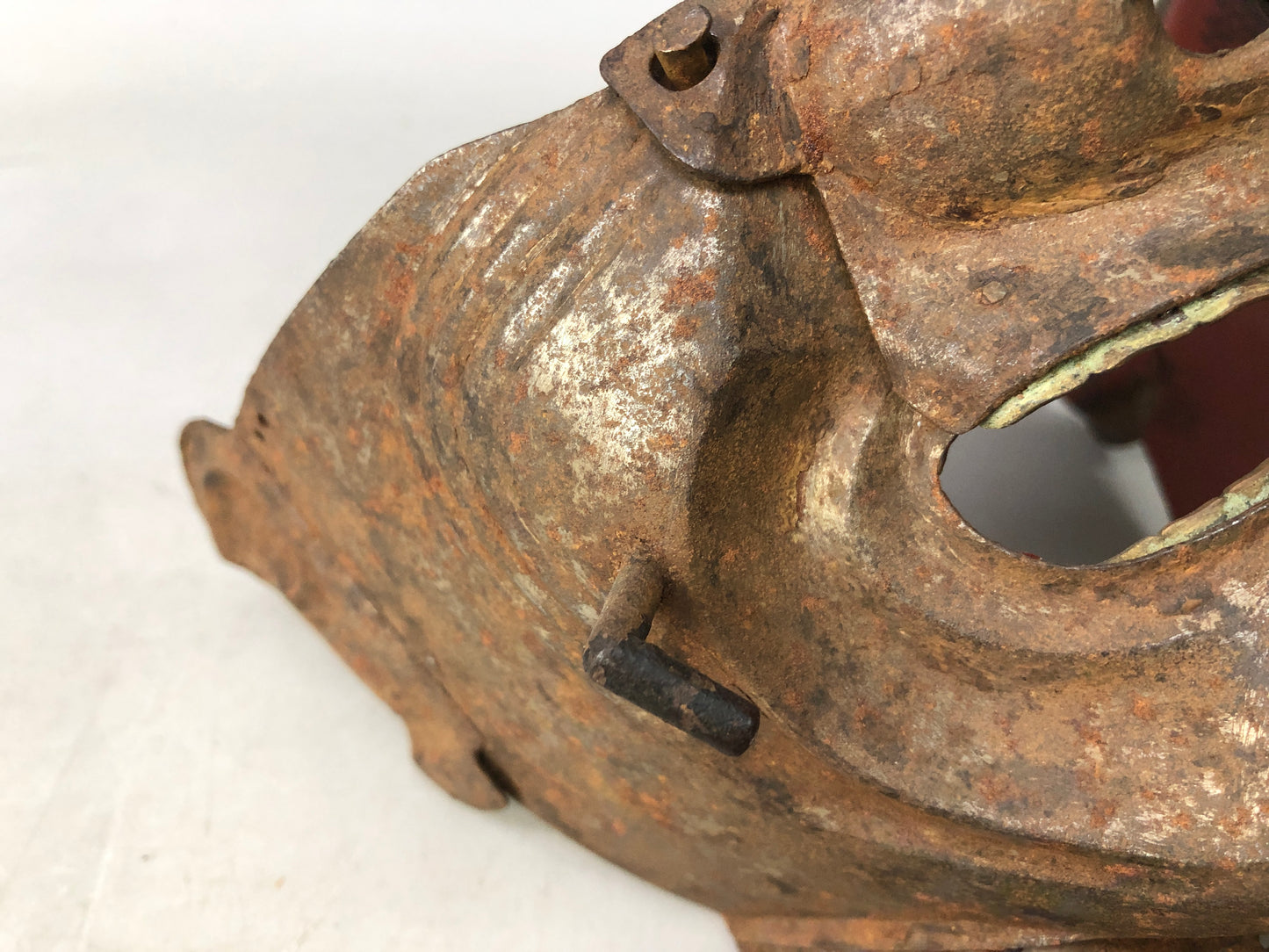 Y7944 MENPO Iron samurai face guard visor arms bugu yoroi Japan antique gear