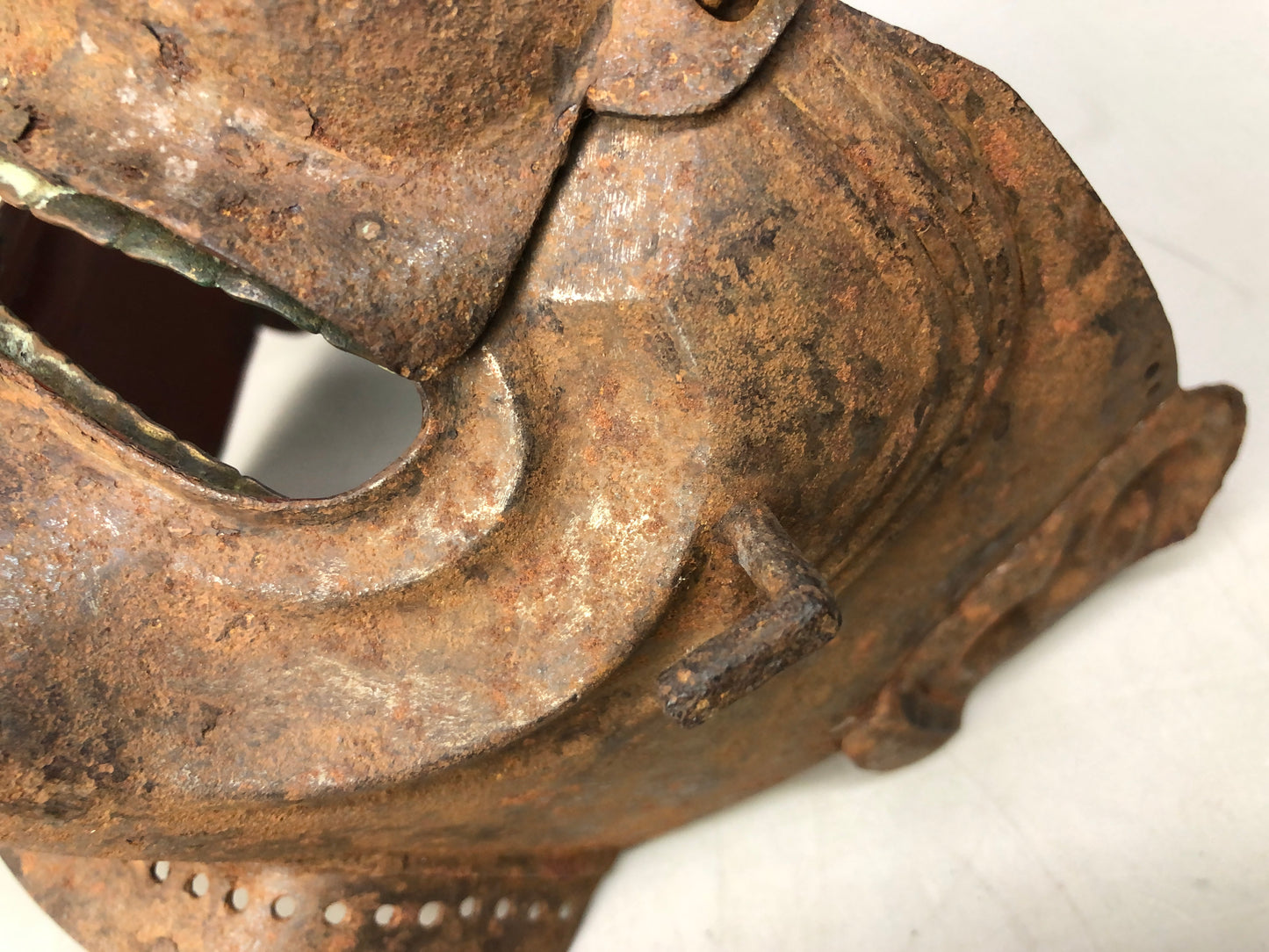 Y7944 MENPO Iron samurai face guard visor arms bugu yoroi Japan antique gear