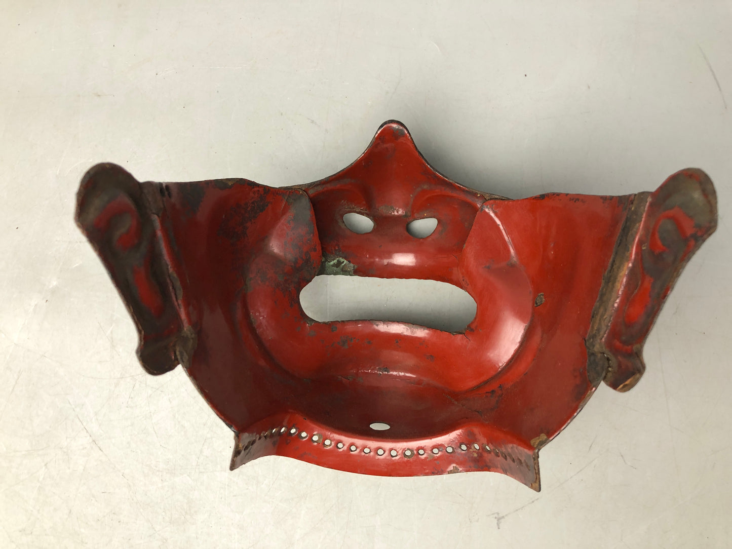 Y7944 MENPO Iron samurai face guard visor arms bugu yoroi Japan antique gear