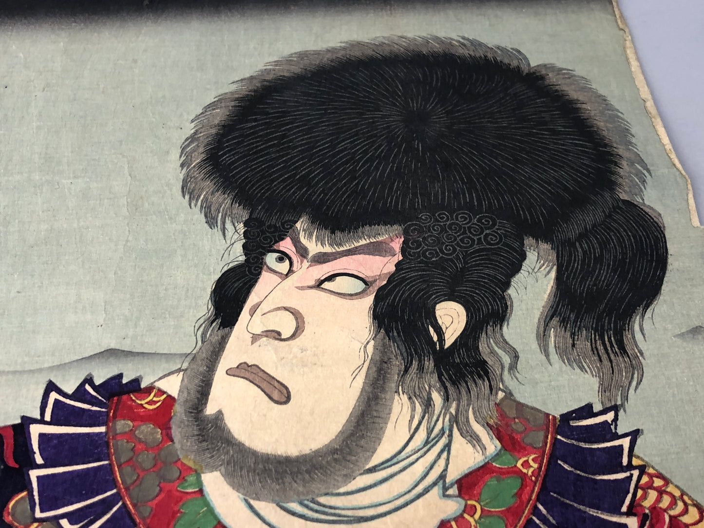 Y7989 WOODBLOCK PRINT unknown artist Kabuki actor 2 pieces Japan Ukiyoe antique