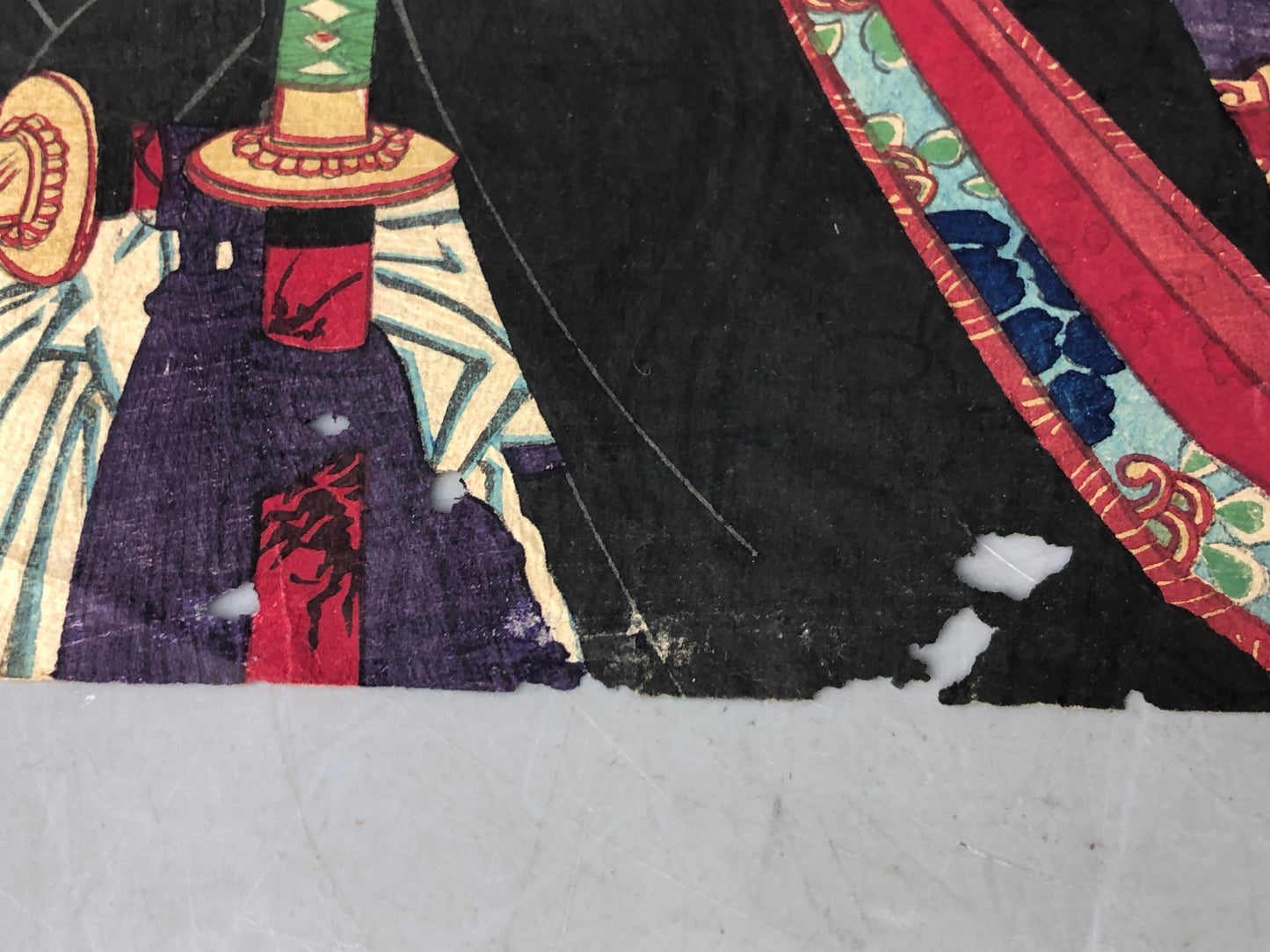 Y7989 WOODBLOCK PRINT unknown artist Kabuki actor 2 pieces Japan Ukiyoe antique