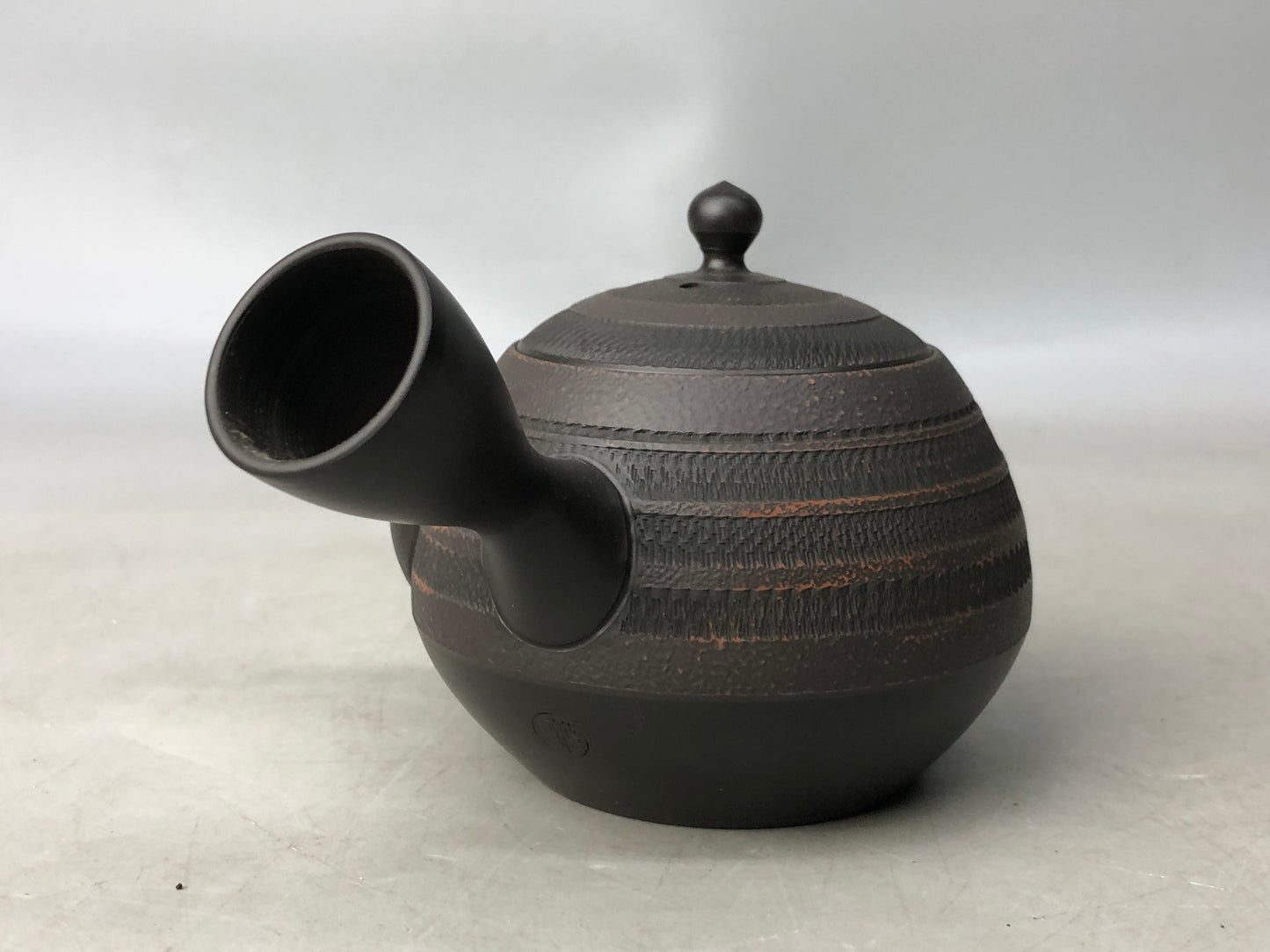 Y8029 KYUSU Tokoname-ware tea pot teapot signed black Japan antique tableware