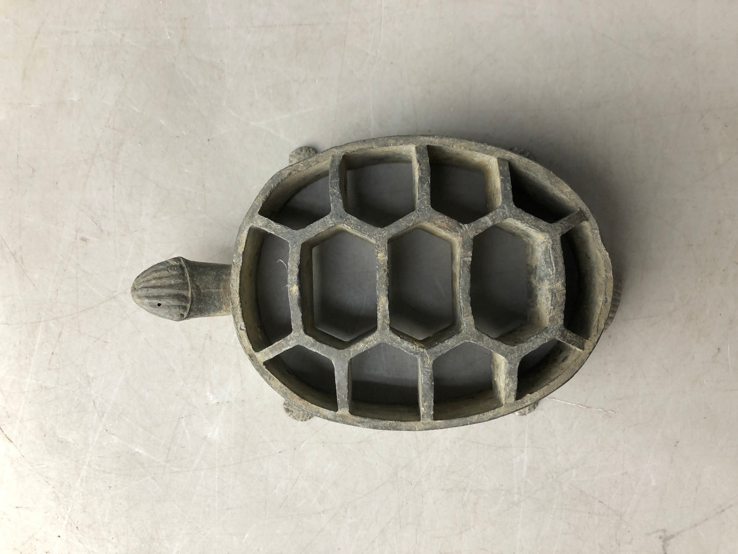 Y8037 KENZAN metal Turtle floral frog flower Japan antique ikebana kabin vase