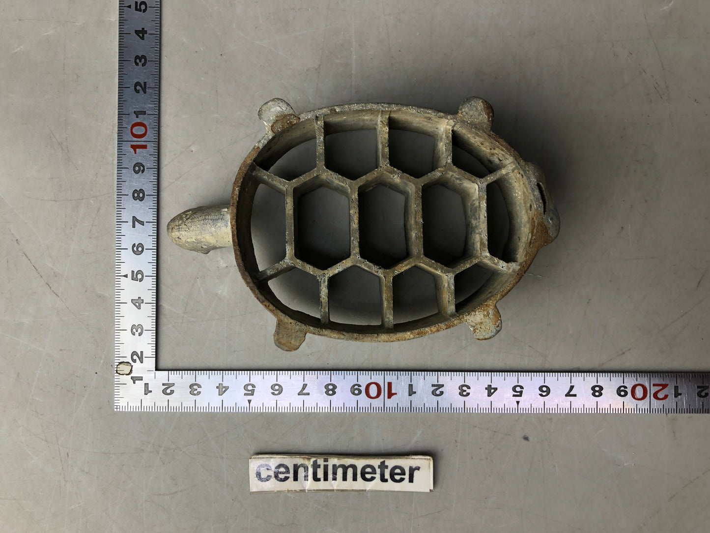 Y8037 KENZAN metal Turtle floral frog flower Japan antique ikebana kabin vase