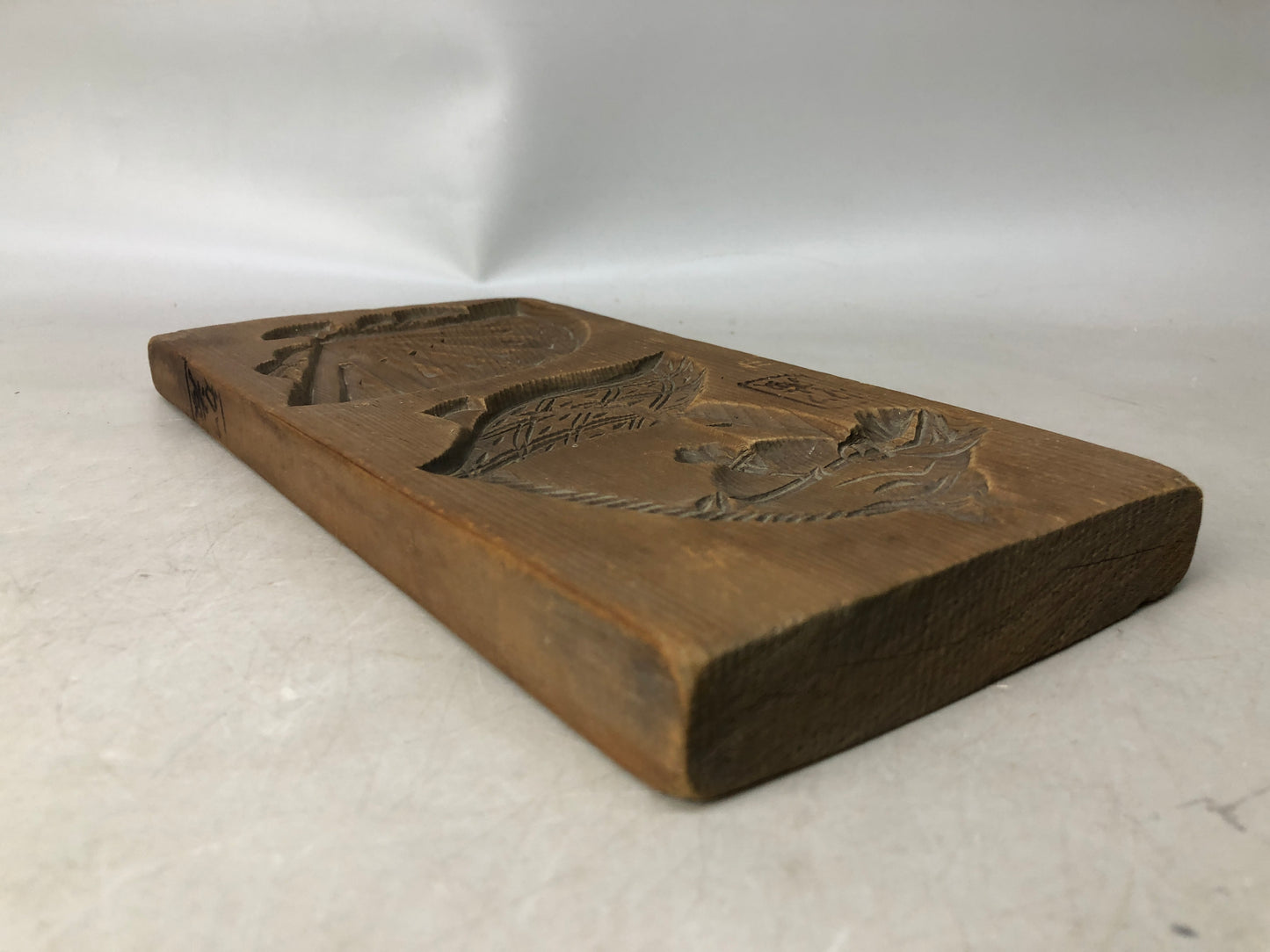 Y8043 KASHIGATA double-sided signed Japan antique Wooden Pastry Mold wagashi