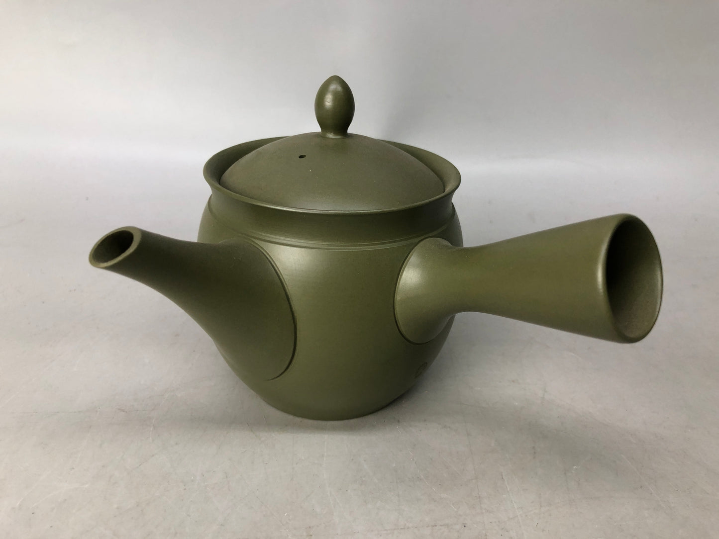 Y8049 KYUSU Tokoname-ware teapot pot signed green clay Japan antique tableware