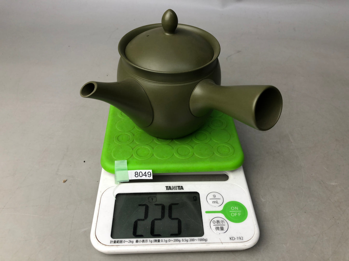 Y8049 KYUSU Tokoname-ware teapot pot signed green clay Japan antique tableware