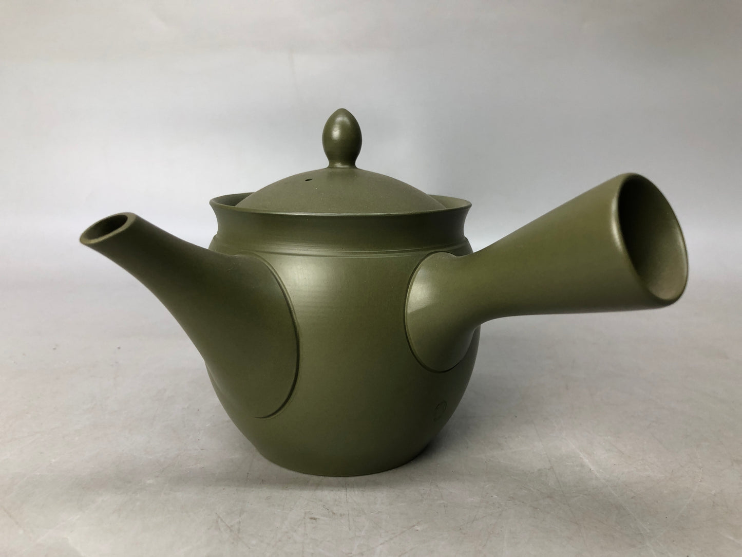 Y8049 KYUSU Tokoname-ware teapot pot signed green clay Japan antique tableware