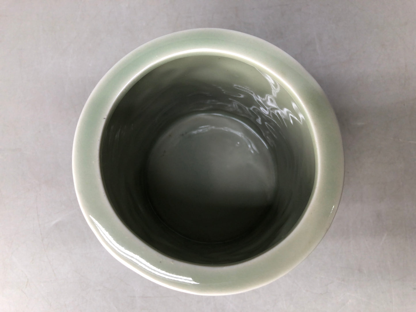 Y8051 MIZUSASHI Celadon brush holder stationery Dragon Japan antique container