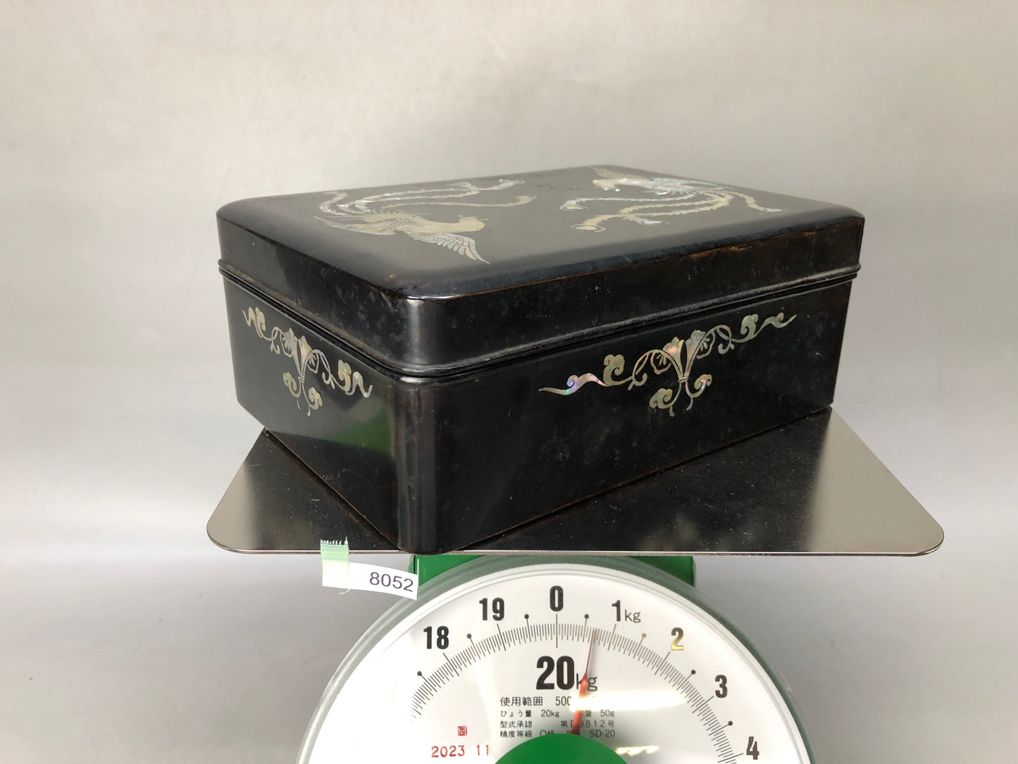 Y8052 BOX Raden mother-of-pearl work Rectangular case phoenix Japan antique