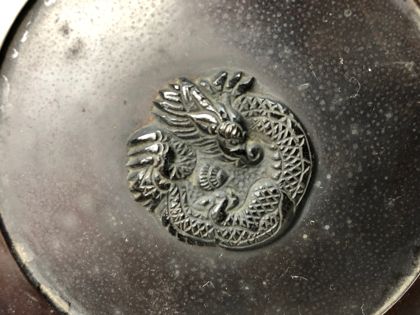 Y8062 HIBACHI Copper charcoal brazier handle Phoenix Japan antique interior