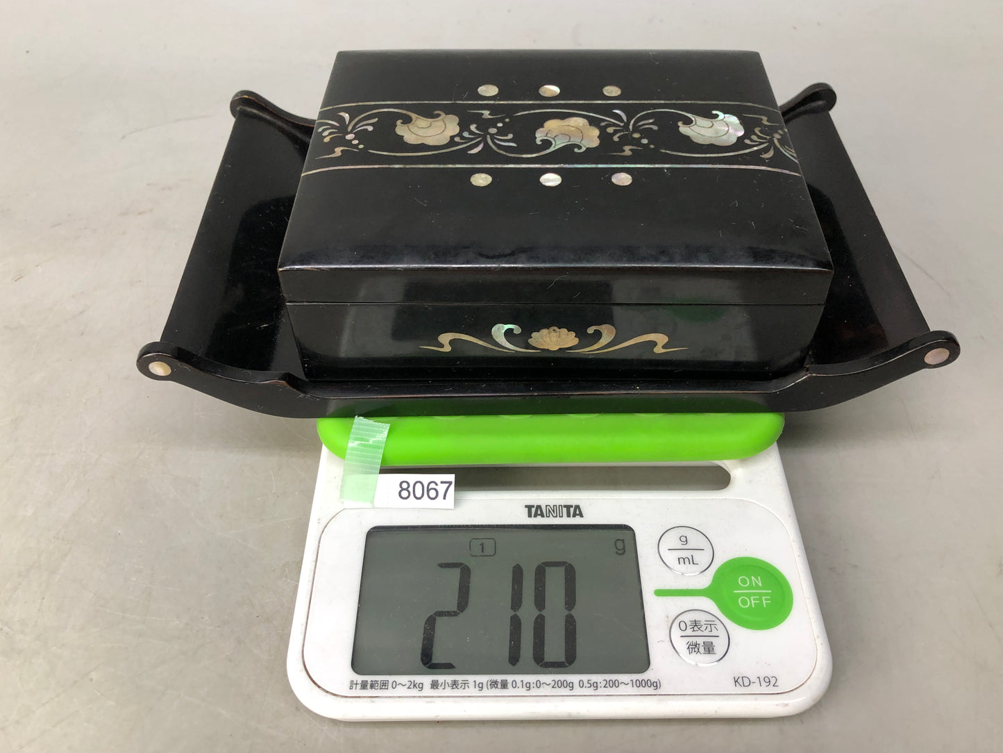 Y8067 BOX Raden mother-of-pearl work accessory case tray Japan antique storage