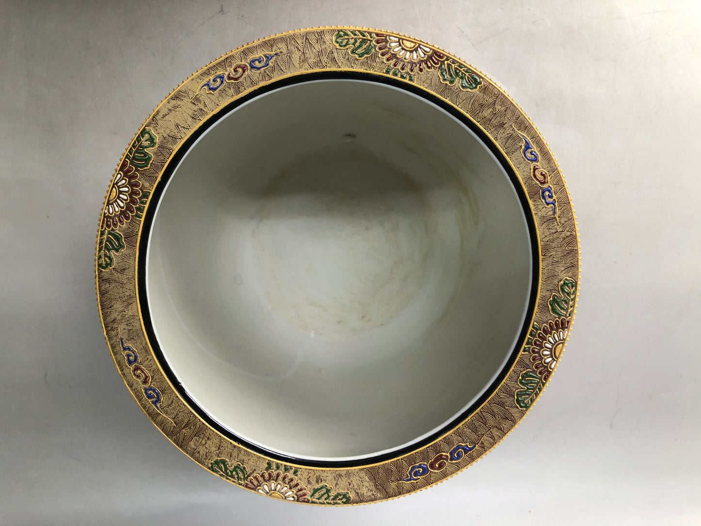 Y8074 HIBACHI ceramic charcoal brazier color picture person Japan antique decor