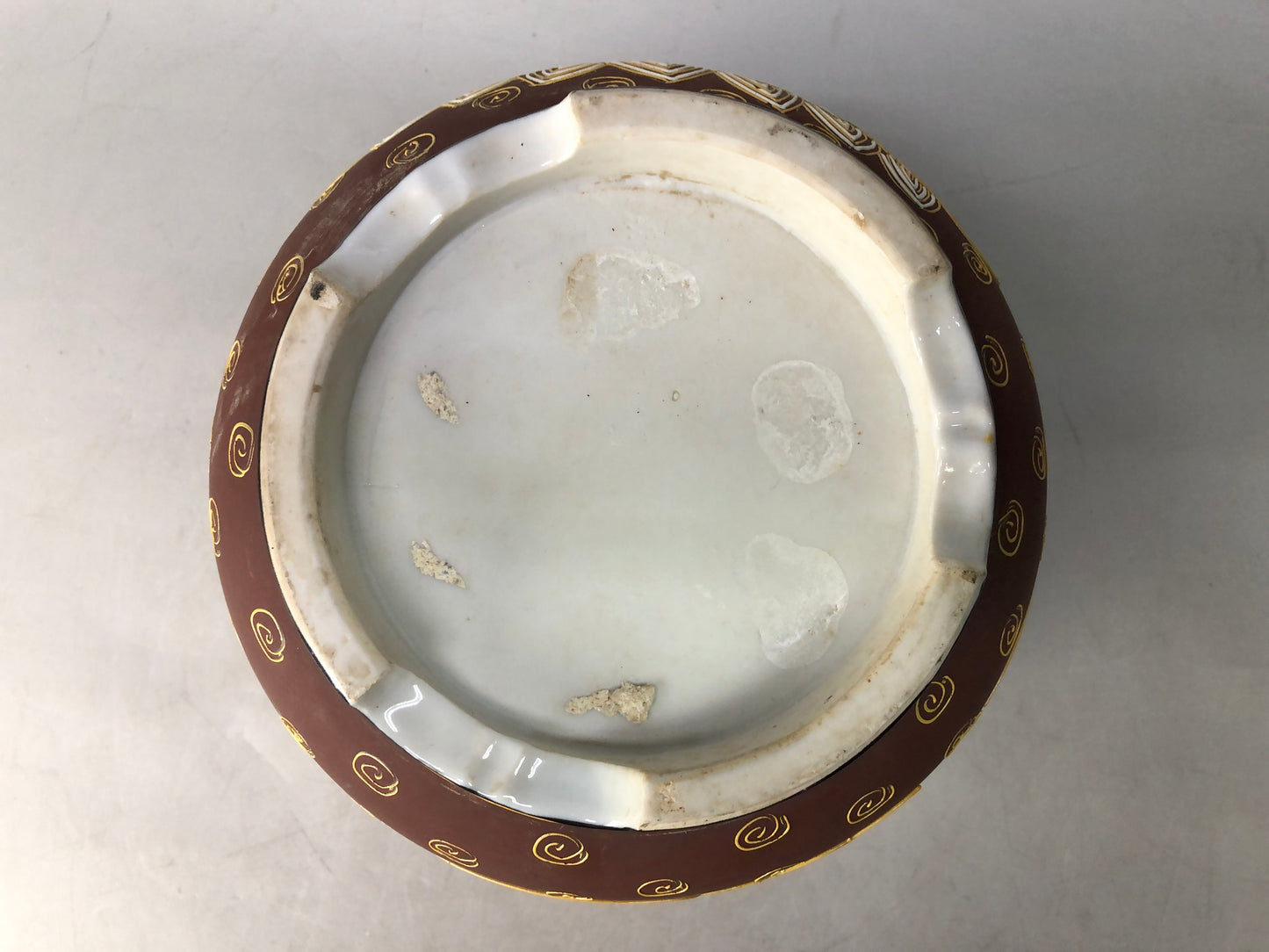 Y8074 HIBACHI ceramic charcoal brazier color picture person Japan antique decor