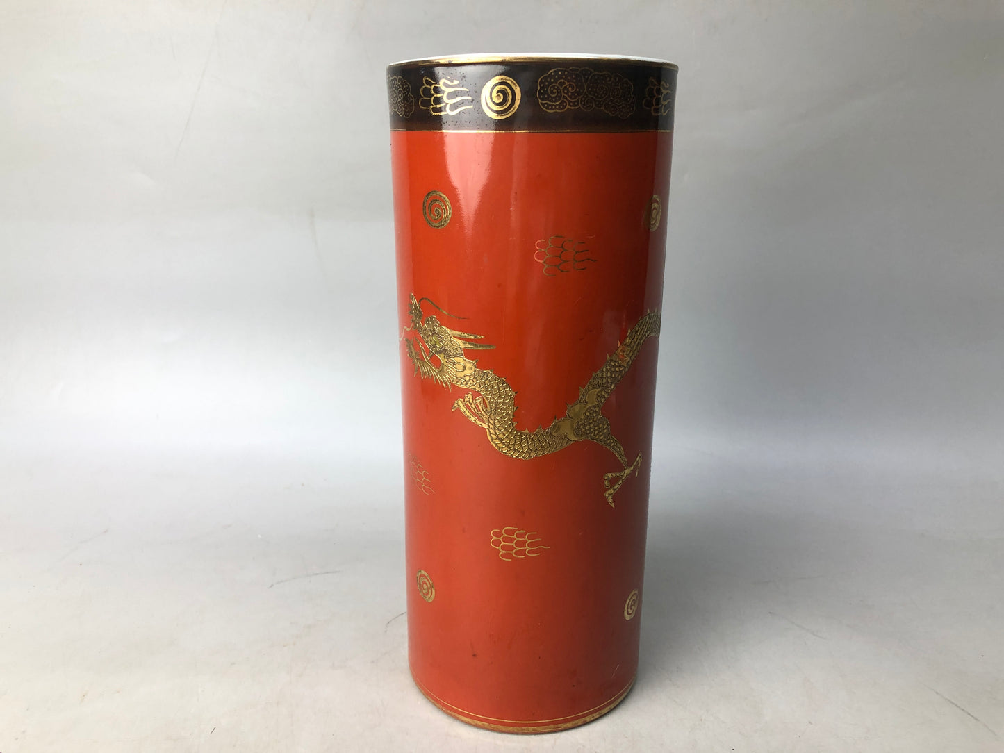 Y8077 FLOWER VASE Seto-ware Dragon Japan ikebana floral arrangement interior