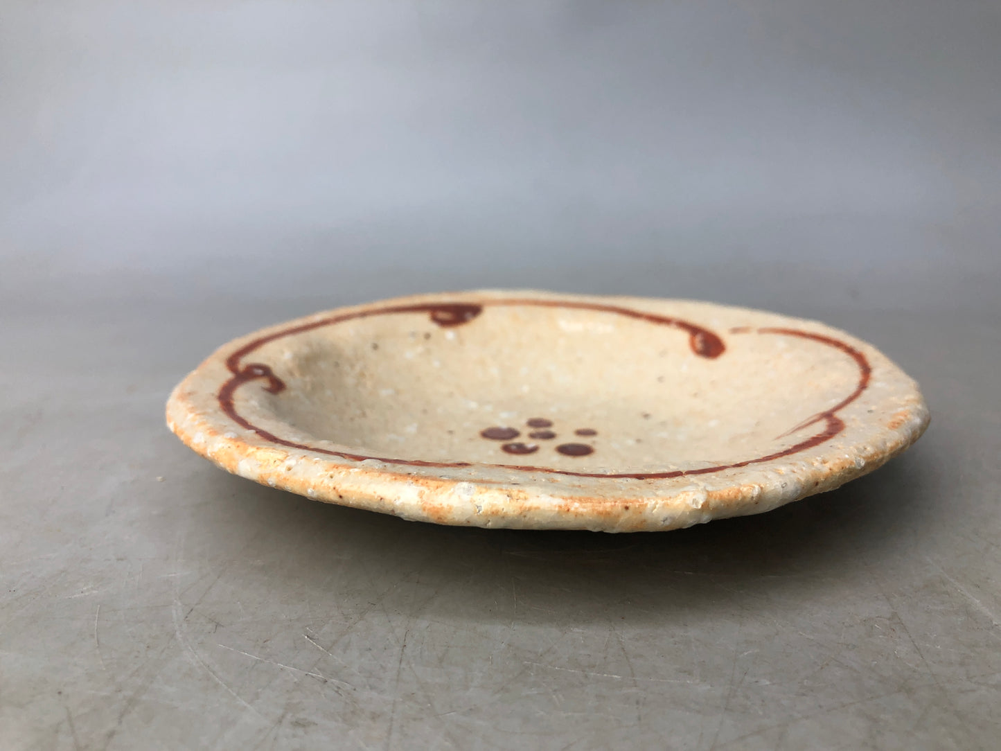 Y8078 DISH Shino-ware serving plate set of 5 signed box Japan antique tableware