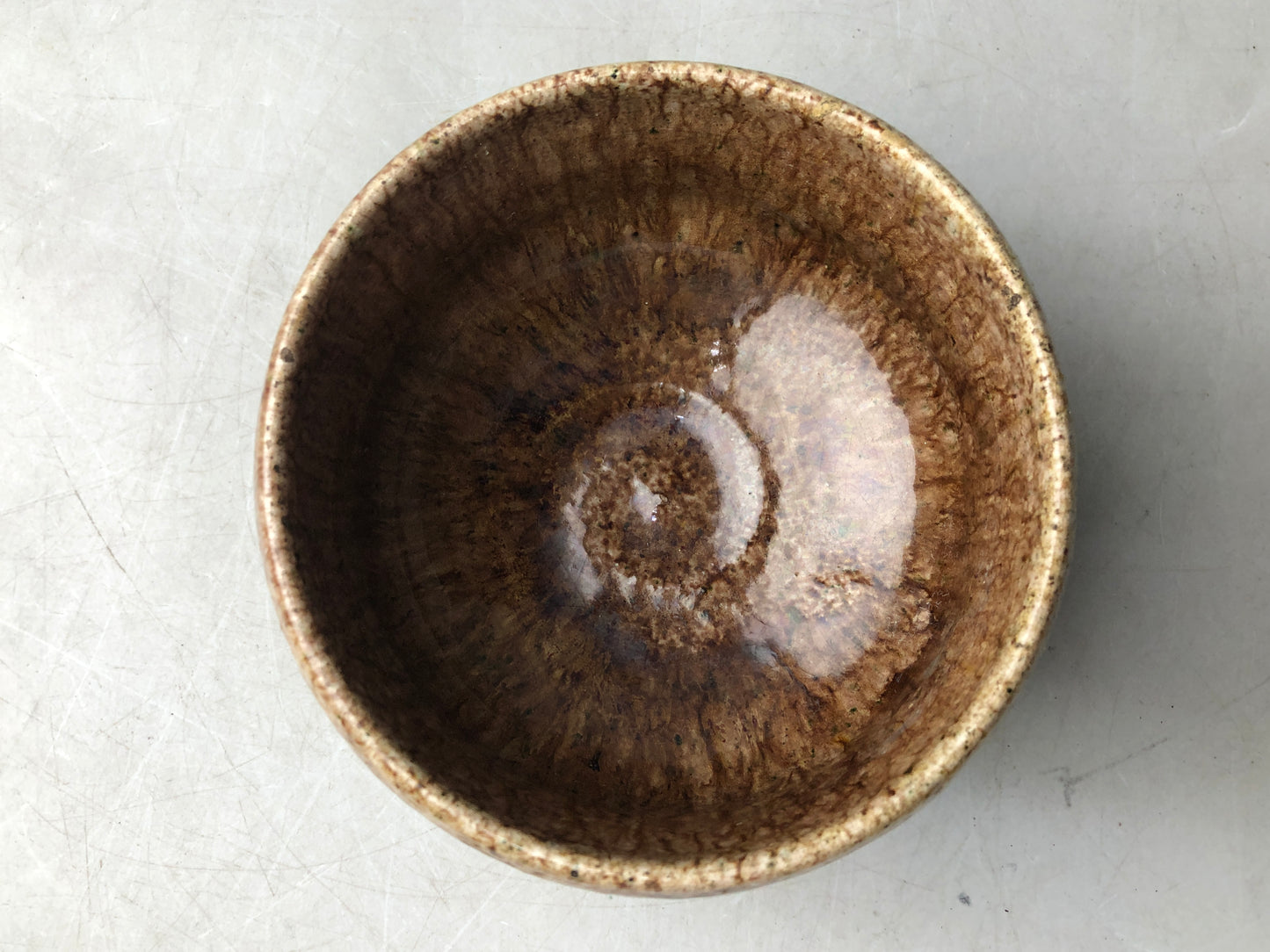 Y8085 CHAWAN Raku-ware bowl signed Japan antique tea ceremony pottery cup