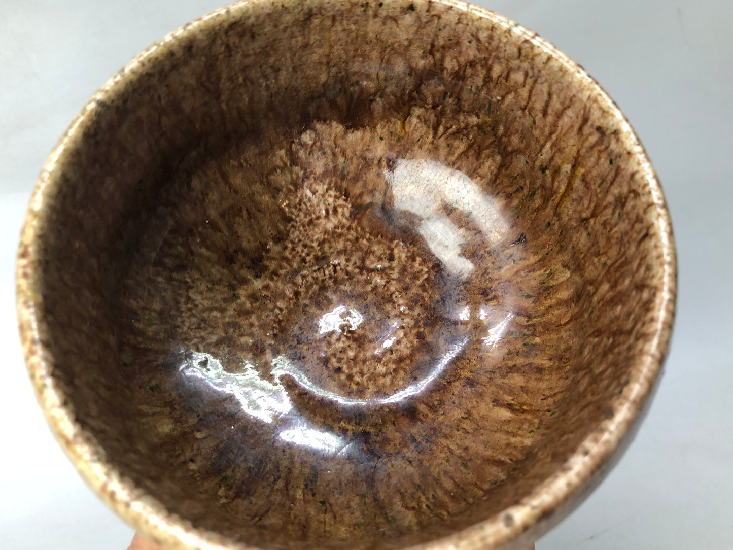 Y8085 CHAWAN Raku-ware bowl signed Japan antique tea ceremony pottery cup