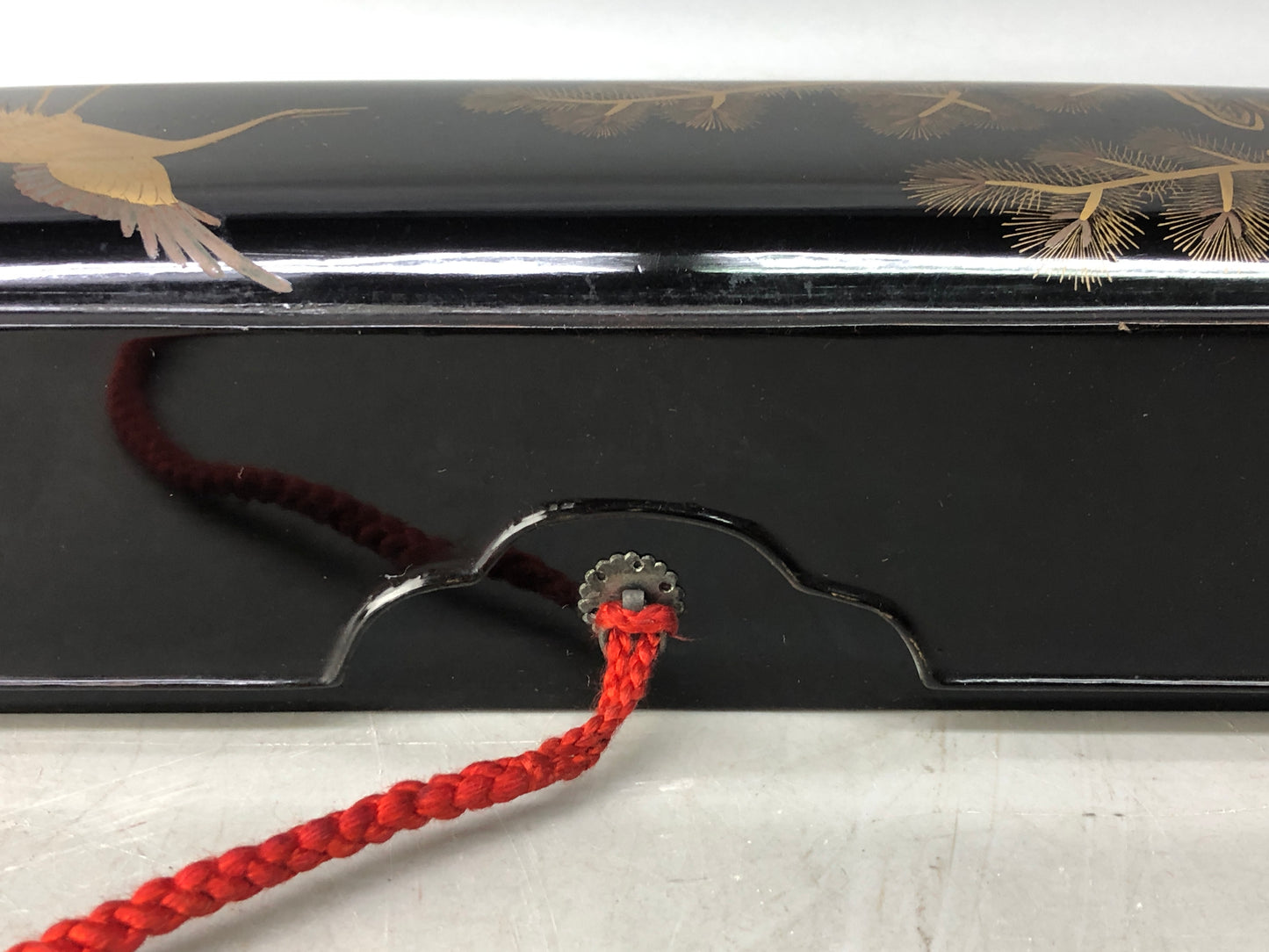 Y8094 BOX Makie small case string Crane Pine Japan antique storage container