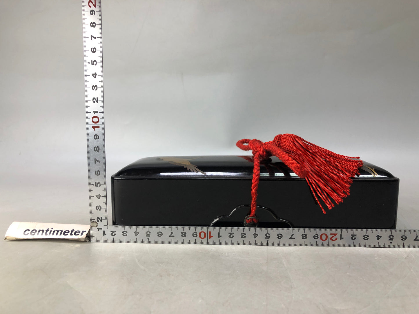 Y8094 BOX Makie small case string Crane Pine Japan antique storage container