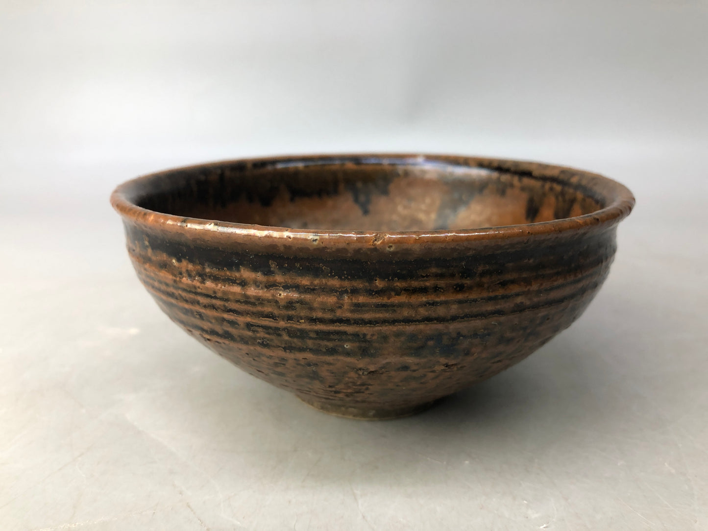 Y8095 CHAWAN Seto-ware Tenmoku bowl signed Japan antique tea ceremony pottery