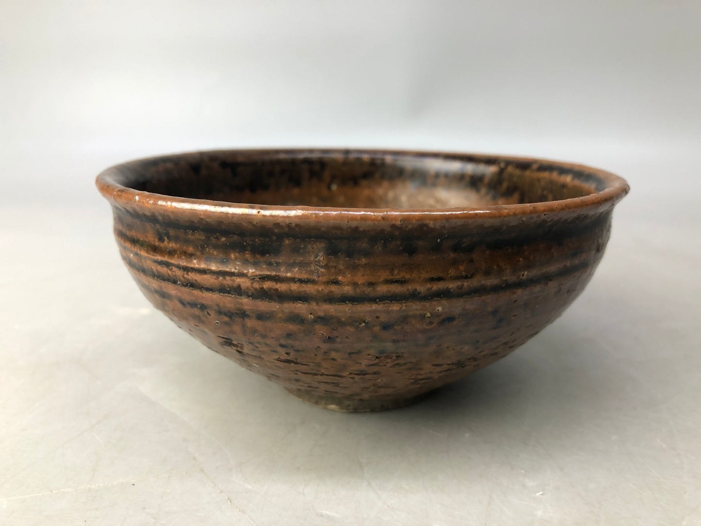 Y8095 CHAWAN Seto-ware Tenmoku bowl signed Japan antique tea ceremony pottery