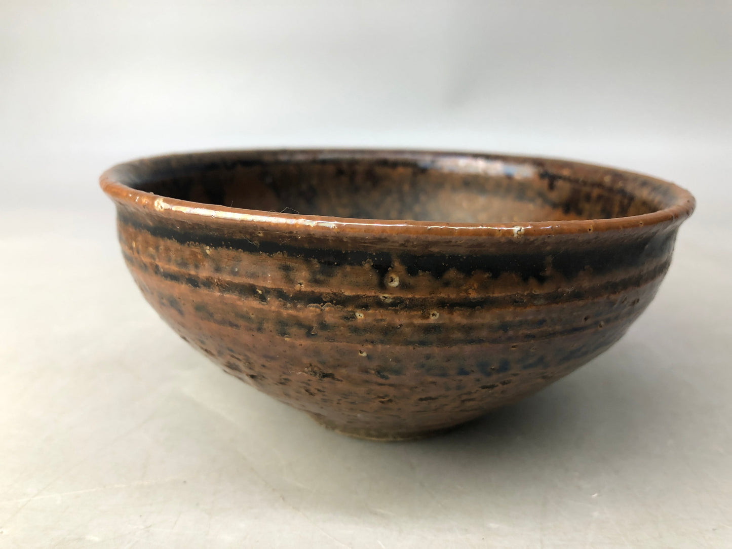 Y8095 CHAWAN Seto-ware Tenmoku bowl signed Japan antique tea ceremony pottery