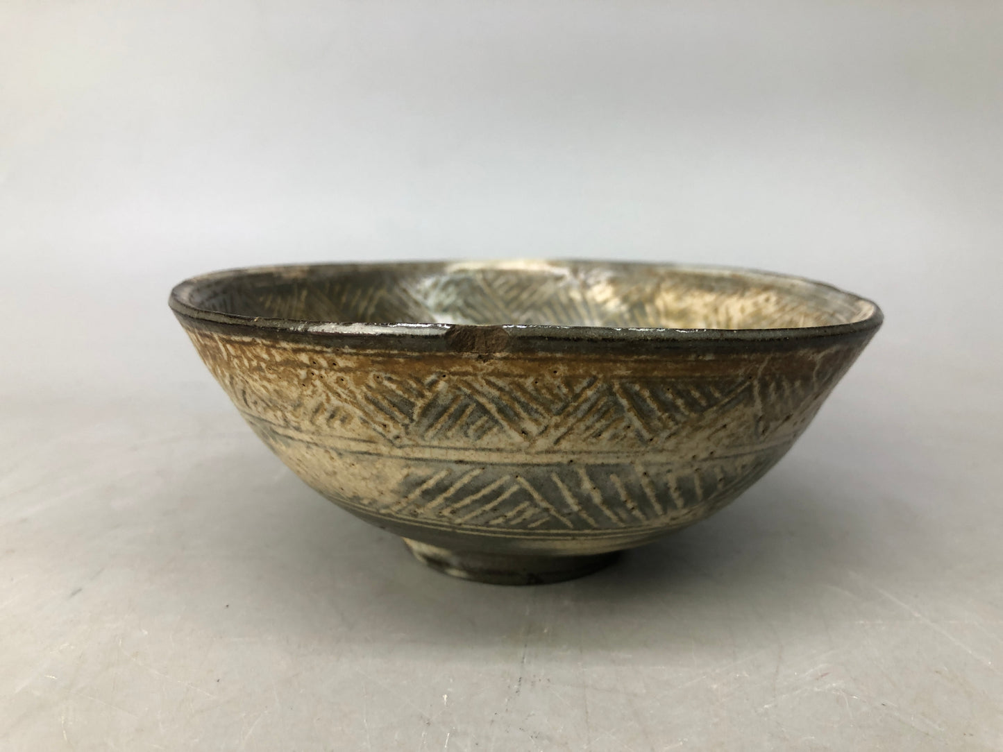Y8100 CHAWAN Mishima bowl scratches Japan antique tea ceremony utensils pottery