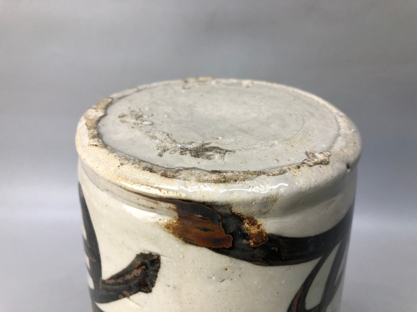 Y8112 CHOUSHI Ceramic Tokkuri sake bottle kanji character Japan antique kitchen