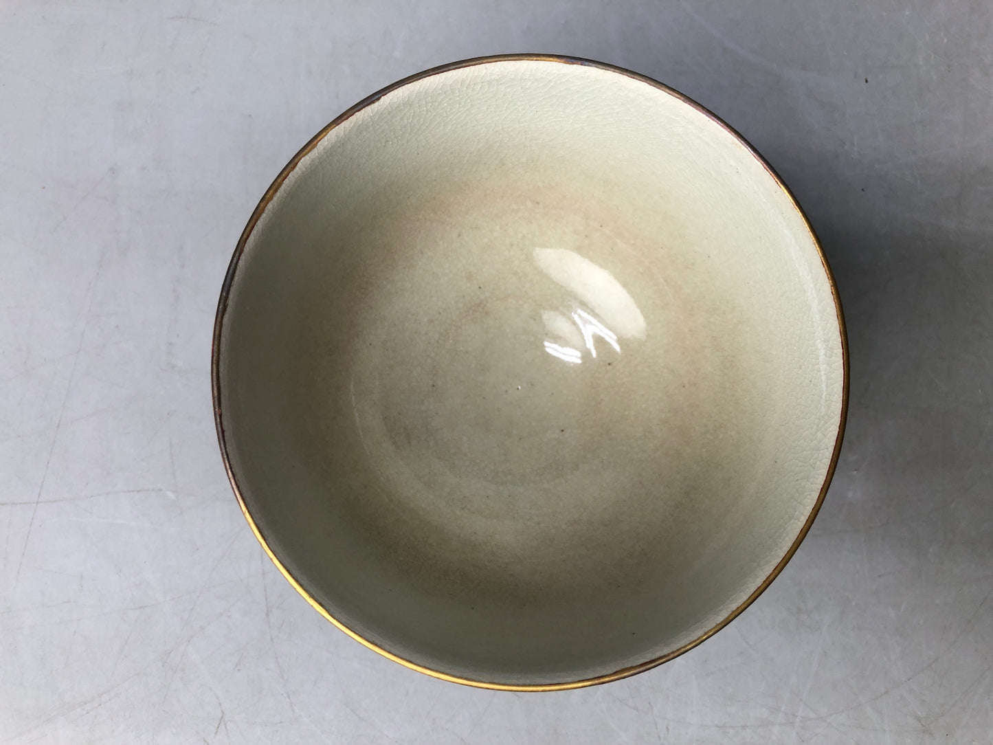 Y8115 CHAWAN Kyo-ware bowl signed box Japan antique tea ceremony pottery up