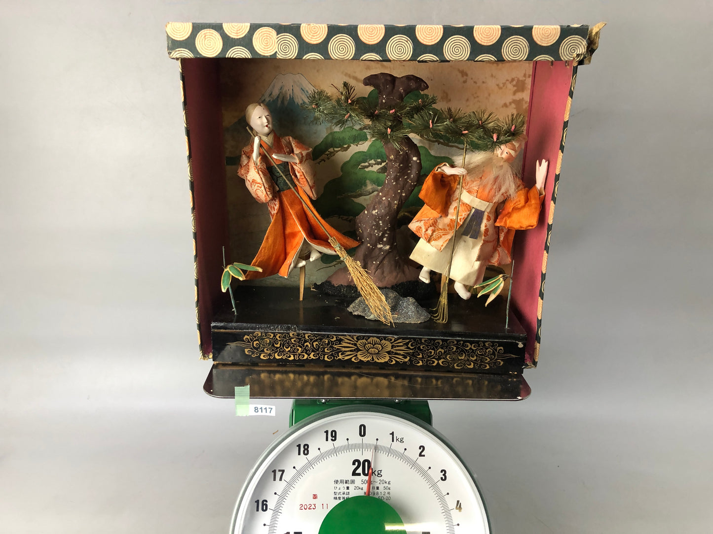 Y8117 NINGYO Japanese doll Takasago old couple box Japan antique figurine figure
