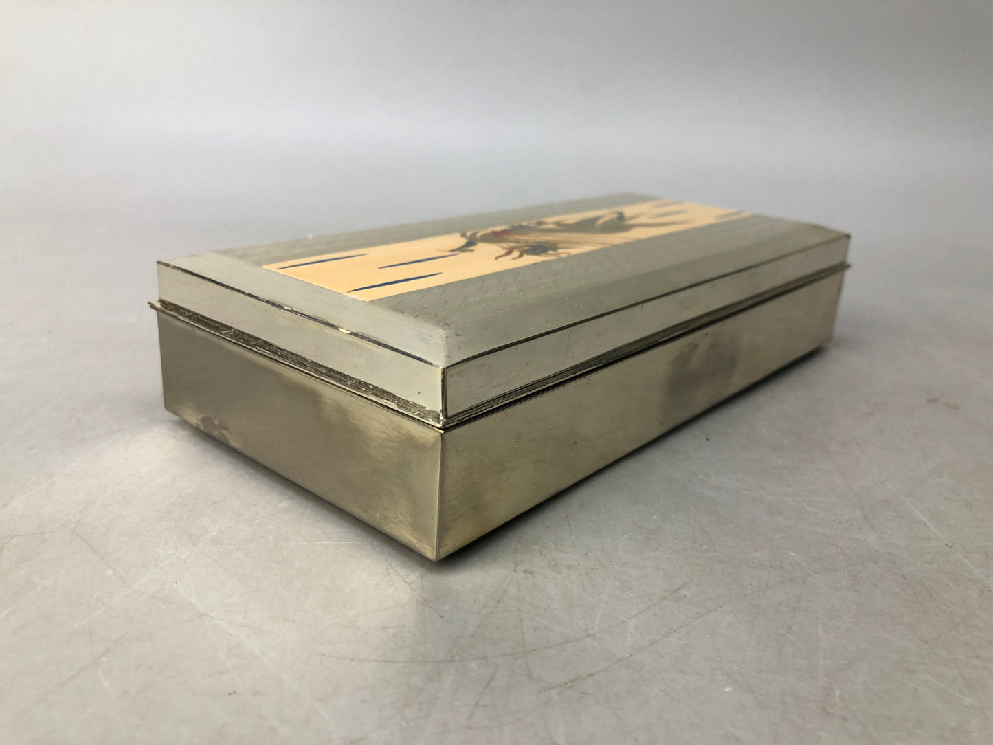 Y8118 BOX metal Dragon head accessory case Japan antique container storage
