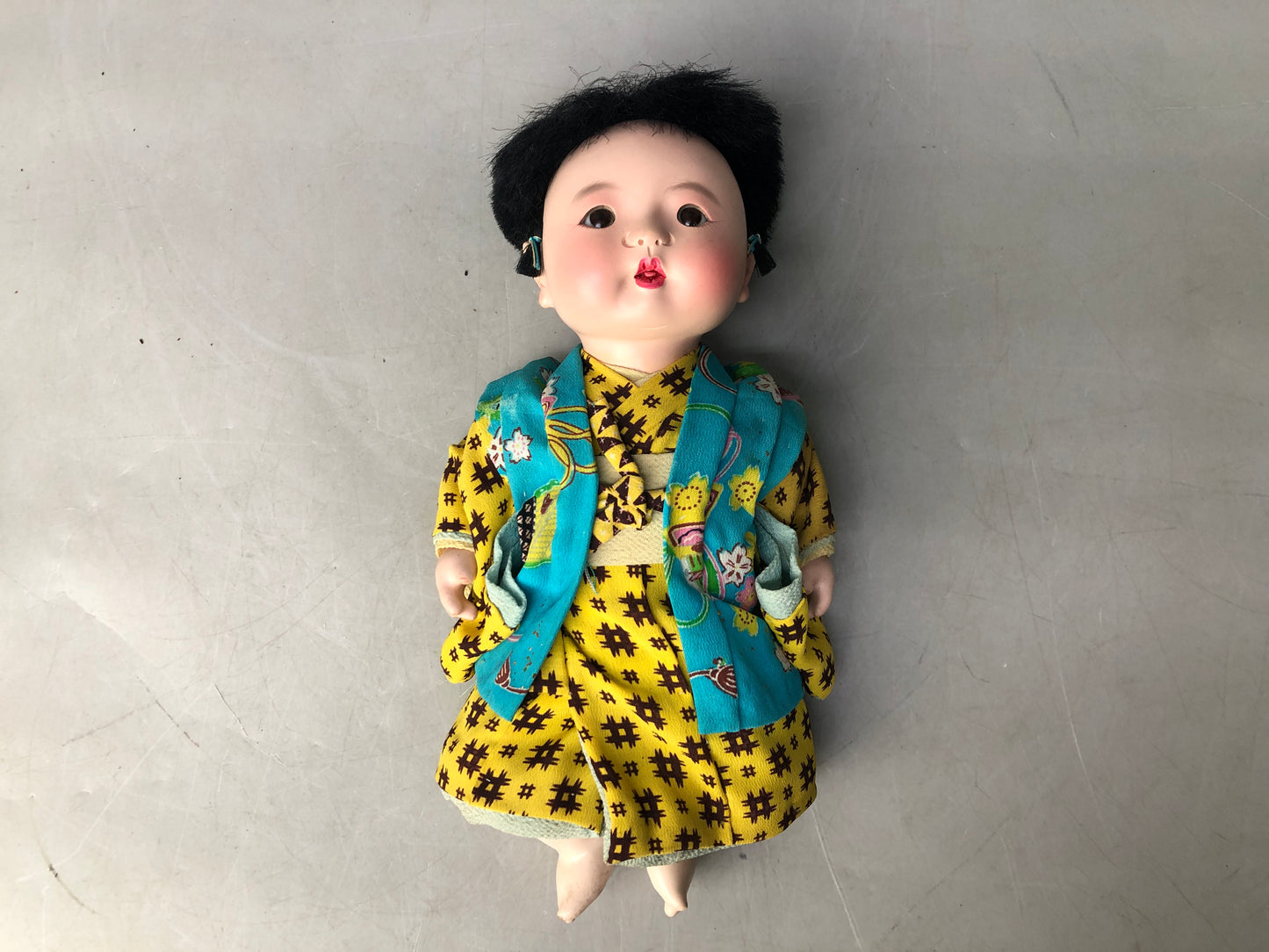 Y8126 NINGYO Japanese doll child boy box Japan antique interior figurine figure