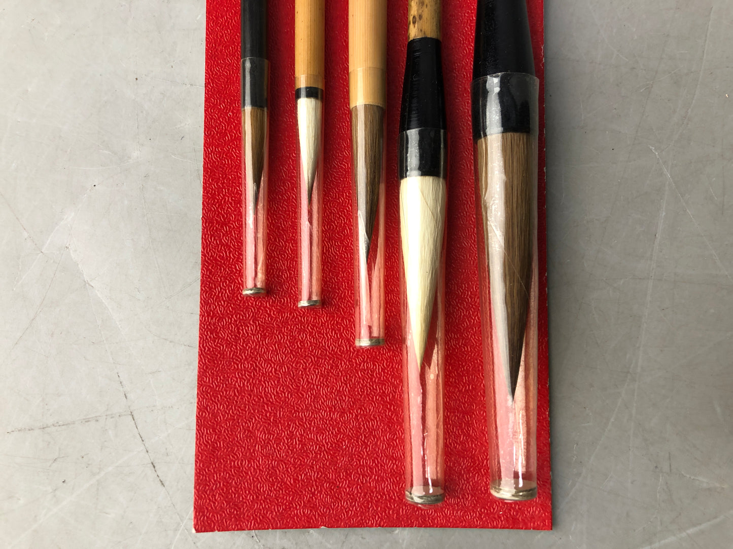 Y8127 FUDE 5 ink writing Brushes box unused calligraphy stationery Japan antique
