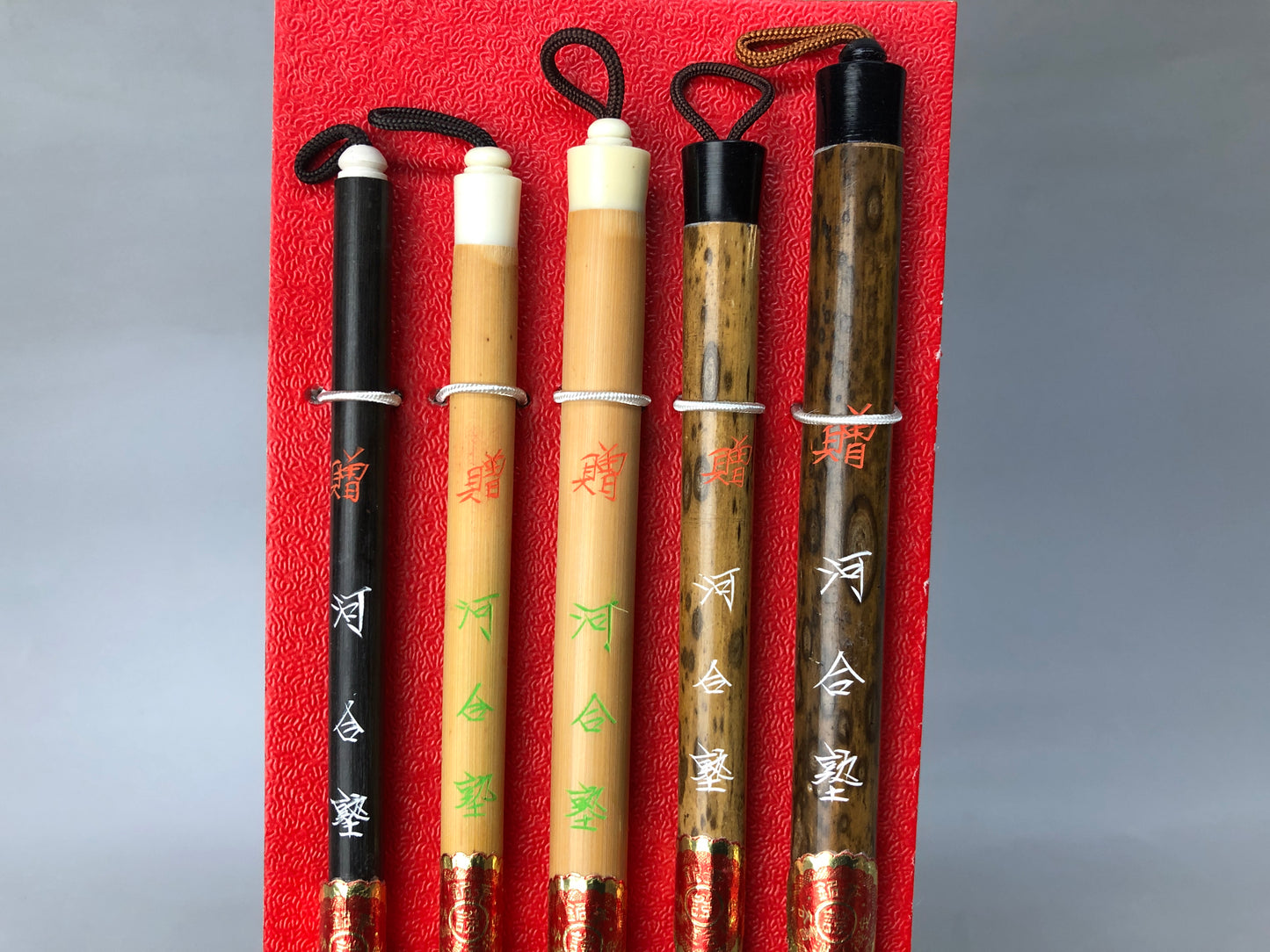 Y8127 FUDE 5 ink writing Brushes box unused calligraphy stationery Japan antique