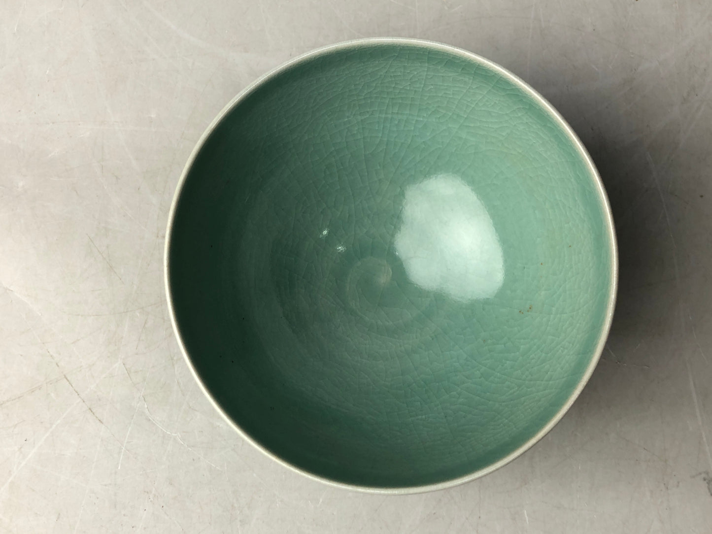 Y8130 CHAWAN Korean pottery Goryeo celadon signed box Korea antique tea ceremony