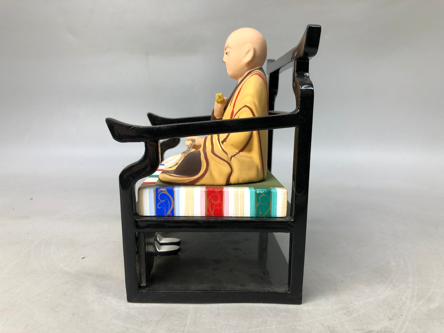 Y8157 STATUE colored seated Buddha figurine Buddhism Japan antique interior