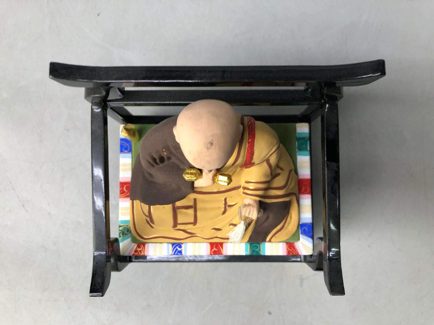 Y8157 STATUE colored seated Buddha figurine Buddhism Japan antique interior