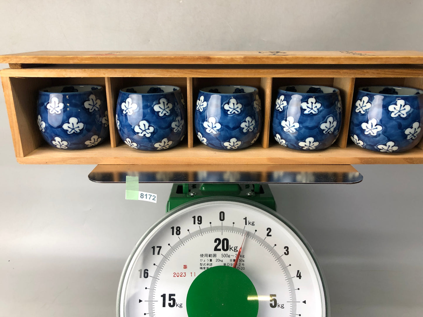 Y8172 YUNOMI Arita-ware cup set of 5 signed box Japan antique tea ceremony bowl