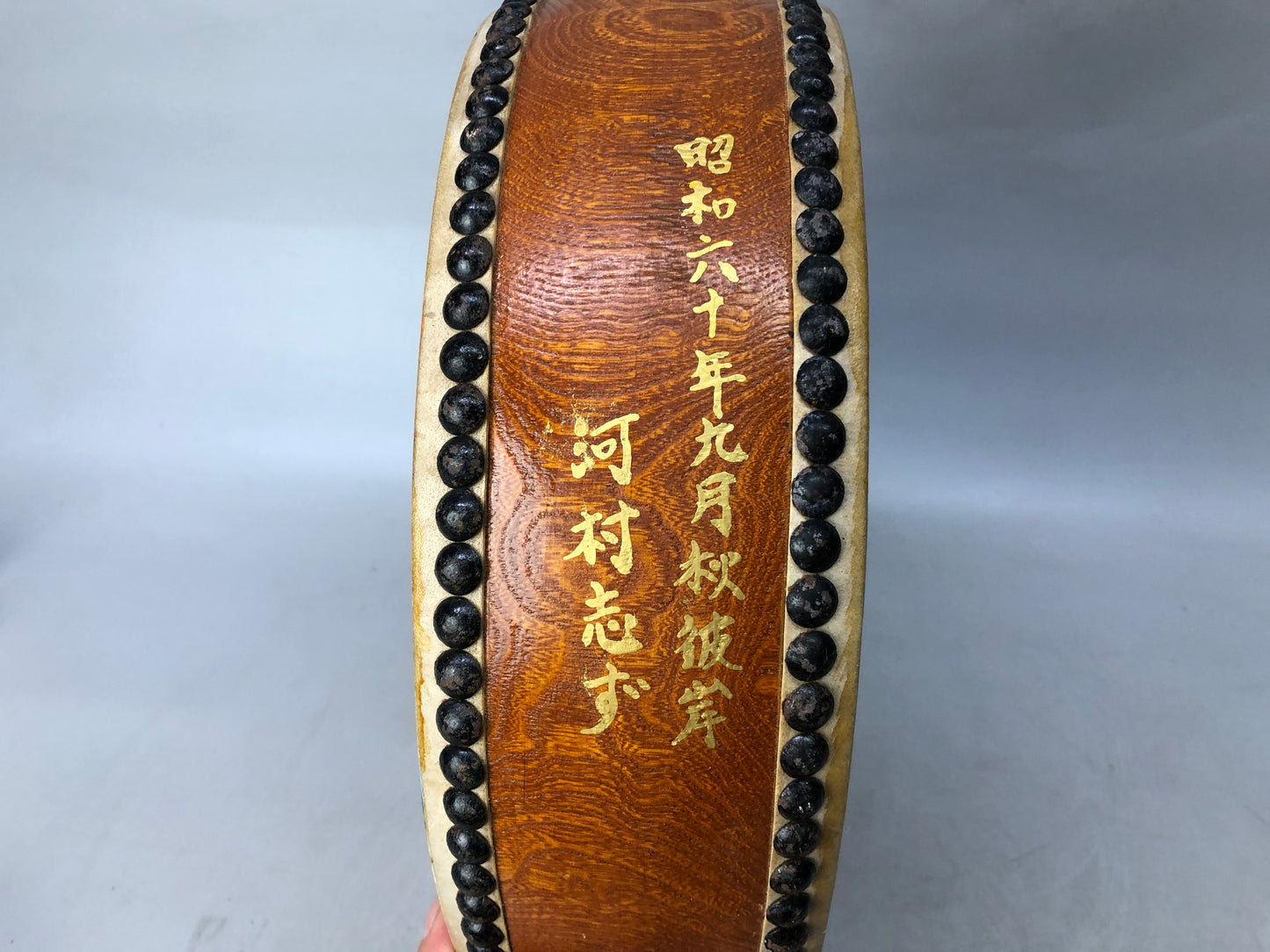 Y8186 TAIKO Drum dragon color picture Japan antique music musical instrument