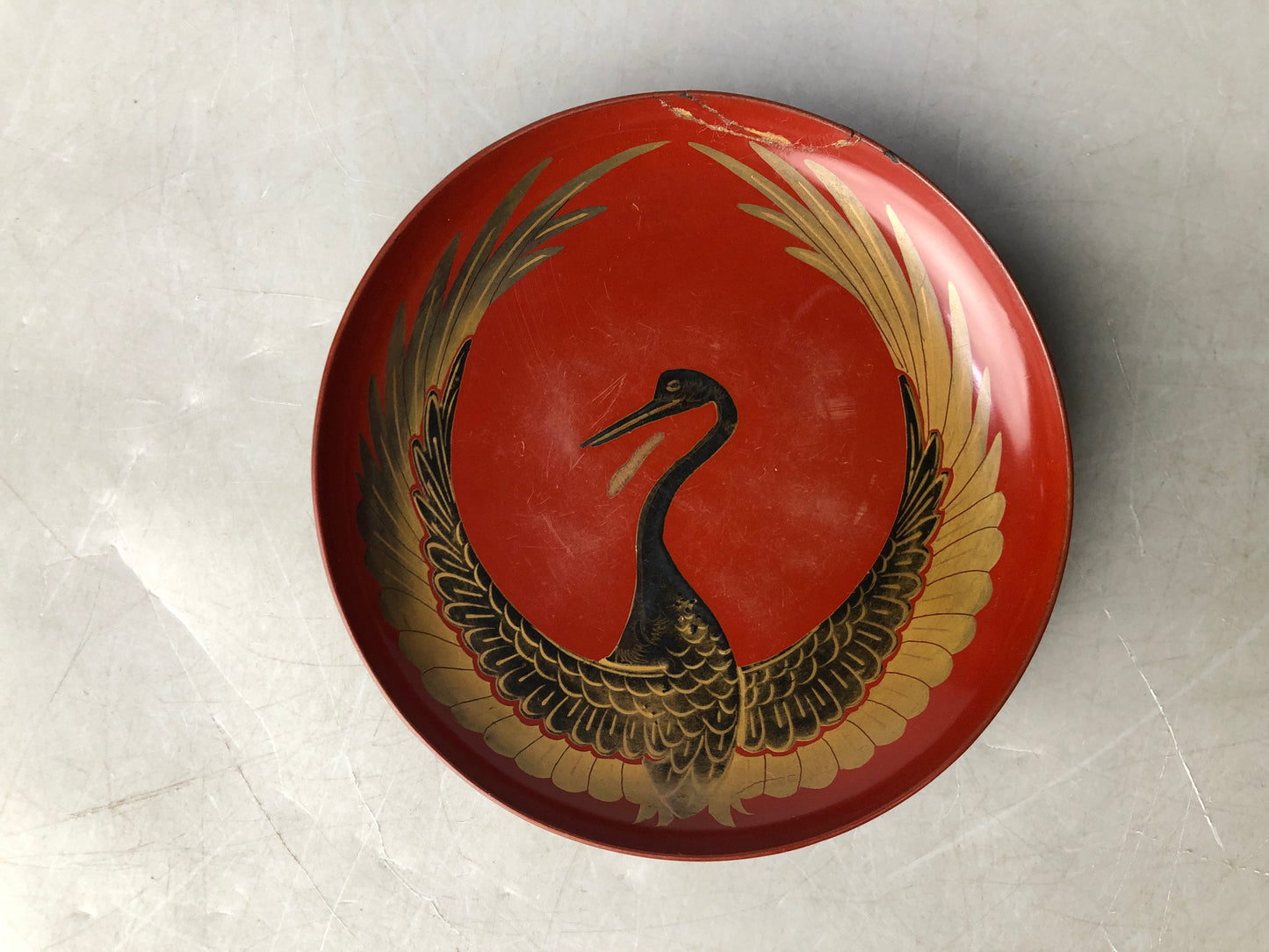Y8214 CHAWAN Crane Makie sake cup set of 3 Japan antique tableware kitchen
